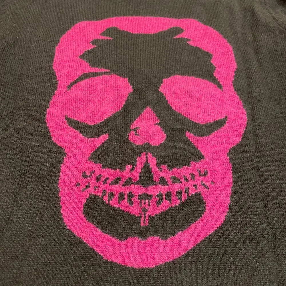 Rare Zadig & Voltaire Cashmere Skull Sweater | Pink Back Graphic, 100% Cashmere